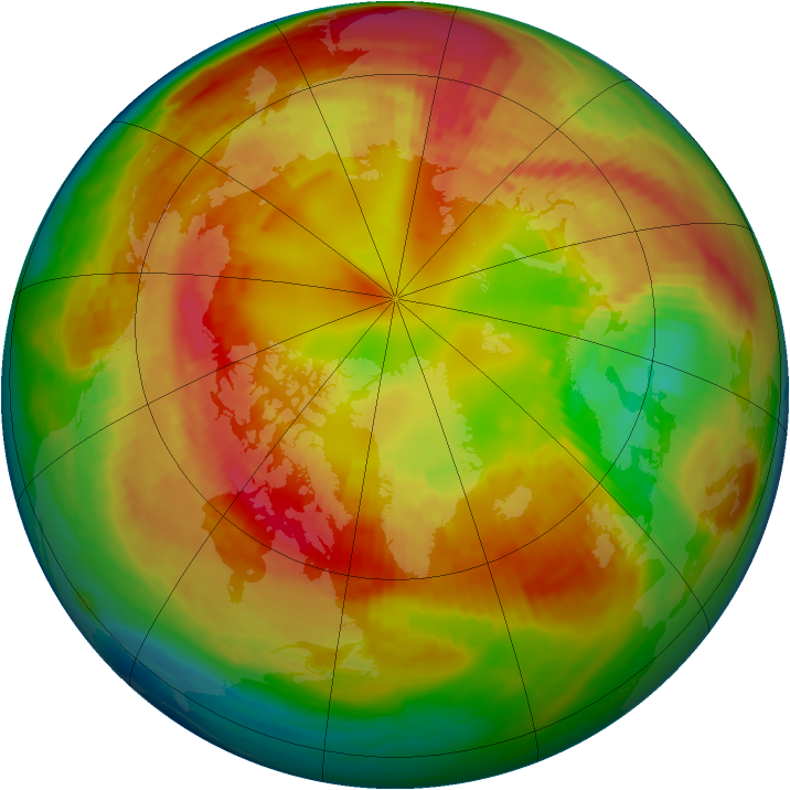 Arctic ozone map for 21 February 1991